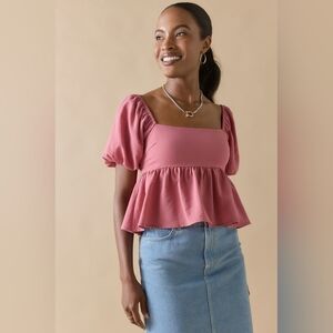 NWT Francesca's Square Neck Bow Back Blouse